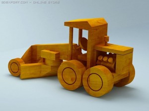 3d model of wood toy road grader 3D Модель