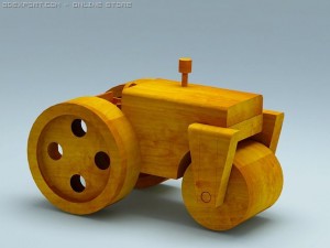3d model of wood toy steam roller Modelo 3D