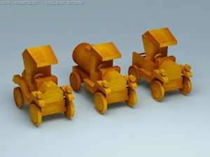 3d model of wood toy ford t cars Modelo 3D