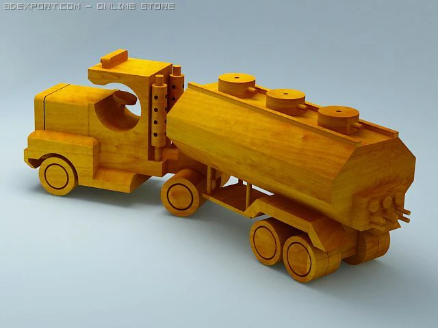 3d model of wood toy tank truck 3D Model .c4d .max .obj .3ds .fbx .stl .blend 