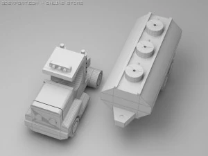3d model of wood toy tank truck 3D Model