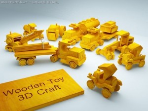 3d model of wooden toy vehicle collection Modelo 3D