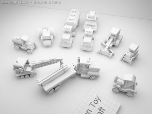 3d model of wooden toy vehicle collection 3D Model