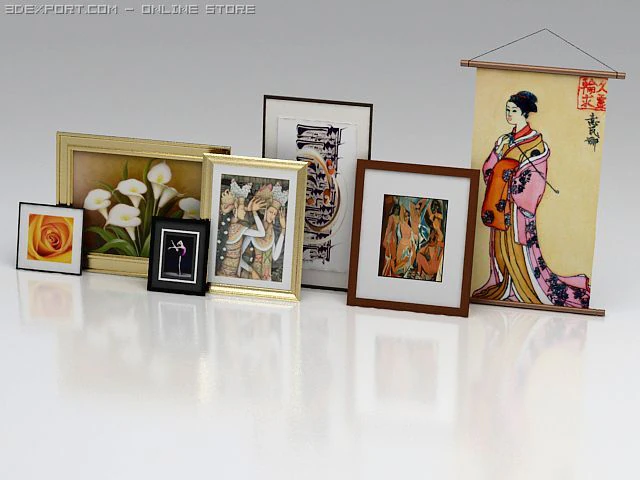 3d model of frame and artwork wall accessories 3D Model .c4d .max .obj .3ds .fbx .stl .blend 