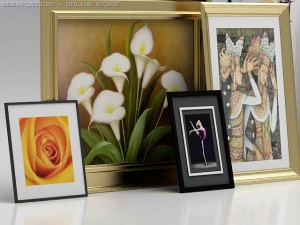 3d model of frame and artwork wall accessories 3D Model