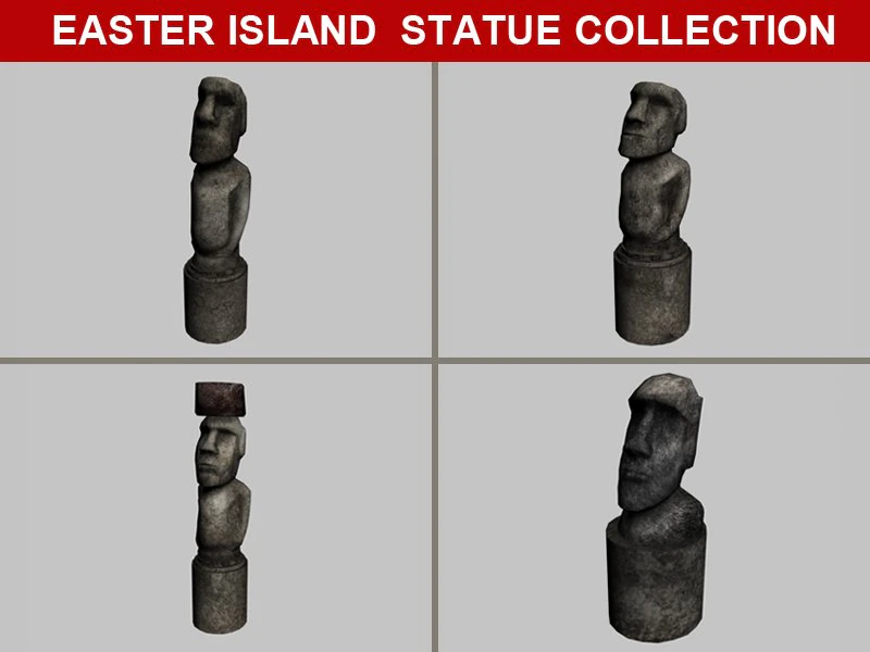 easter island statue collection 3D Model .c4d .max .obj .3ds .fbx .stl .blend 