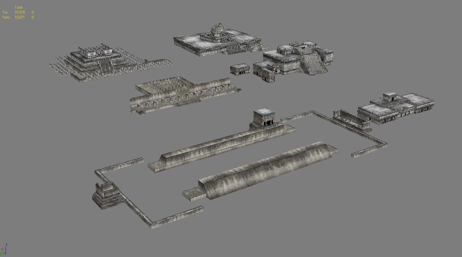 chicchen itza temple destroyed 6 buildings types 3D Model .c4d .max .obj .3ds .fbx .stl .blend