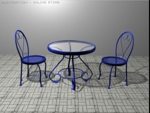 blue table set 3D-Modell