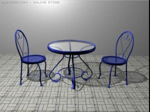 ブルーのテーブルセット 3Dモデル