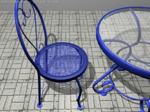 blue table set 3D Model