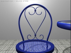 blue table set 3D Model