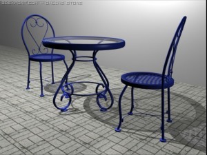 blue table set 3D Model