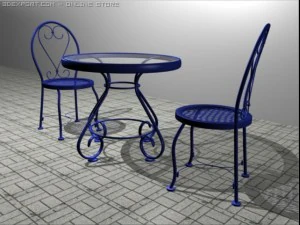 ブルーのテーブルセット 3Dモデル