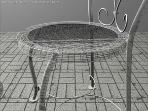 ブルーのテーブルセット 3Dモデル