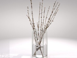 decorative vase with willow 3D Model