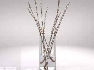 decorative vase with willow 3D Model