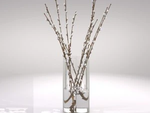 decorative vase with willow 3D Model