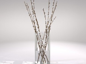 decorative vase with willow 3D Model