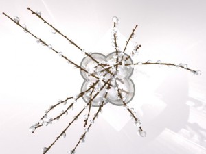 decorative vase with willow 3D Model