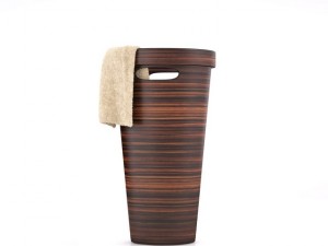 laundry basket brown bamboo 3D Model