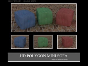 id50012 3 colour mini sofa Model 3D