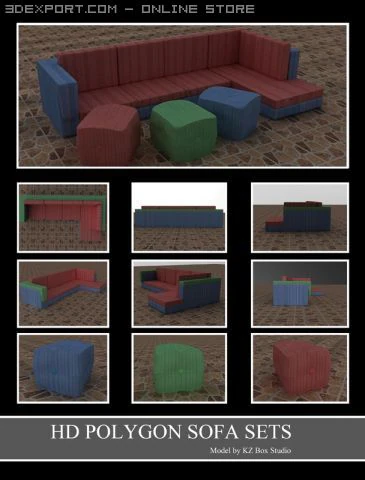 id50013 sofa n couch sets 3D Model .c4d .max .obj .3ds .fbx .stl .blend 
