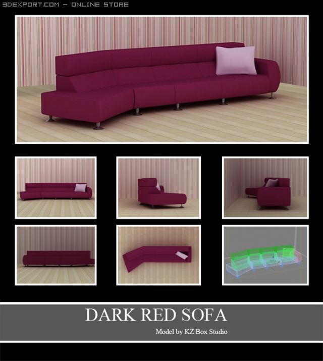 id50015 purple sofa 3D Model .c4d .max .obj .3ds .fbx .stl .blend 