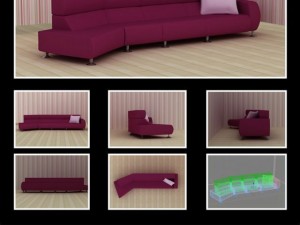 id50015 purple sofa Model 3D