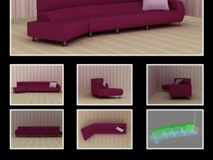 id50015 purple sofa 3D Model