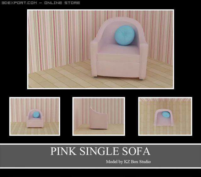 id50016 pink single sofa 3D Model .c4d .max .obj .3ds .fbx .stl .blend 