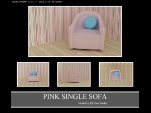 id50016 pink single sofa Model 3D