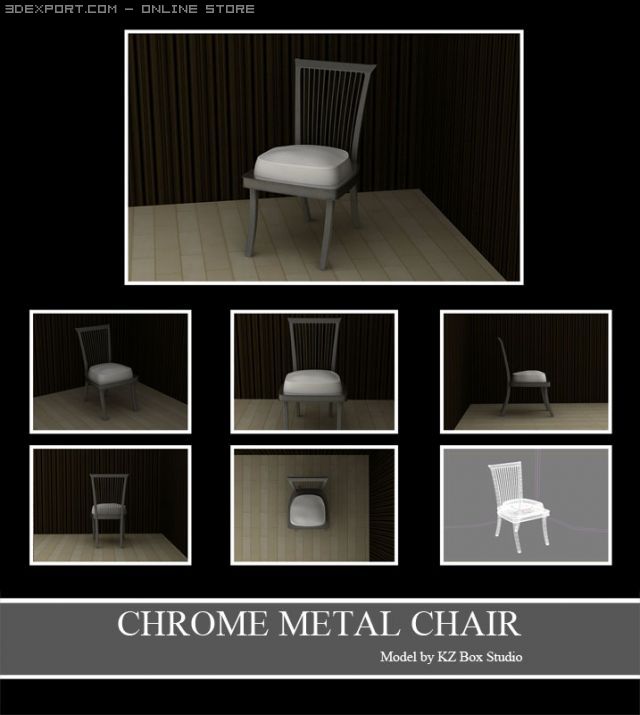 id50017 metal chrome armless chair Modèle 3D .c4d .max .obj .3ds .fbx .stl .blend 