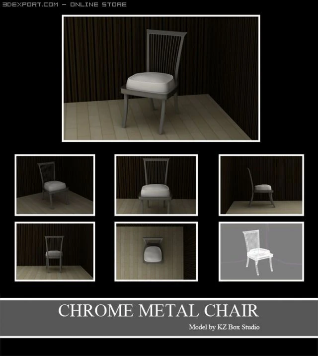 id50017 metal chrome armless chair 3D Model .c4d .max .obj .3ds .fbx .stl .blend 