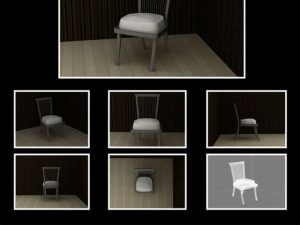 id50017 metal chrome armless chair Model 3D