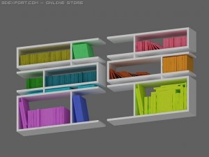 id50018 white book shelf 3D Модель