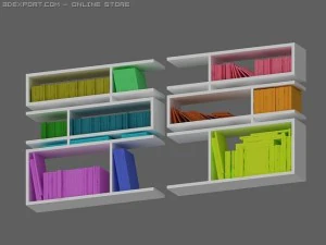 id50018 white book shelf 3D Model