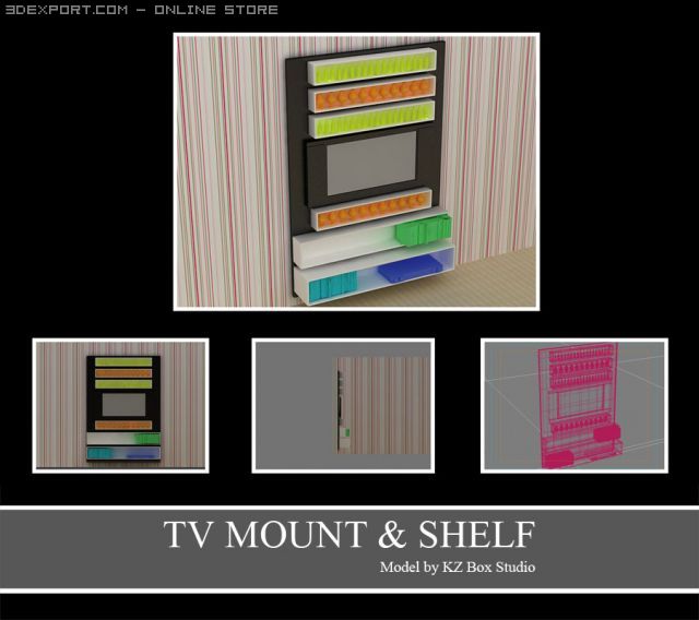 id50019 tvmount for living room 3D Модель .c4d .max .obj .3ds .fbx .stl .blend