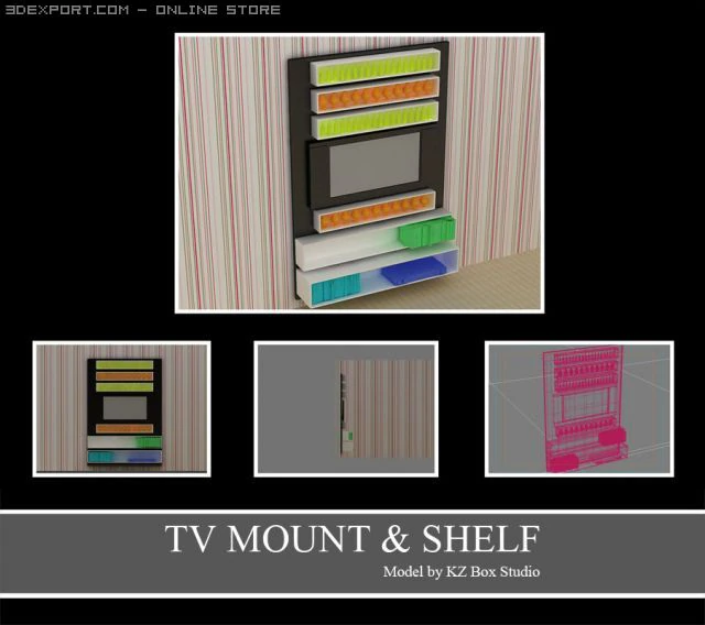 id50019 tvmount for living room 3D Model .c4d .max .obj .3ds .fbx .stl .blend 