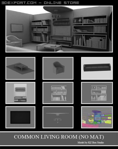 id50020 common living room  no mat 3D-Modell .c4d .max .obj .3ds .fbx .stl .blend 