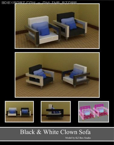 id50021 clown armed single sofa 3D Model .c4d .max .obj .3ds .fbx .stl .blend 