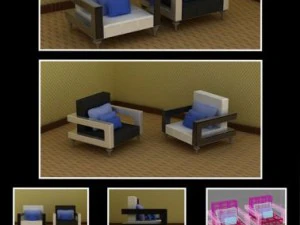 id50021 clown armed single sofa 3D Model