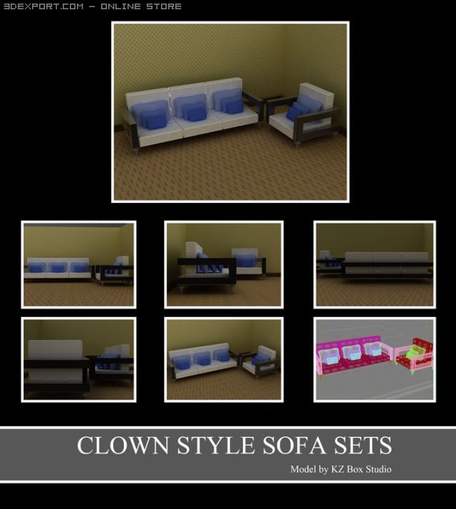 id50022 arm chair clown furniture sets 3D Model .c4d .max .obj .3ds .fbx .stl .blend 