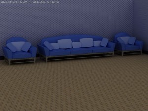 id50023 blue style sofa 3D Model