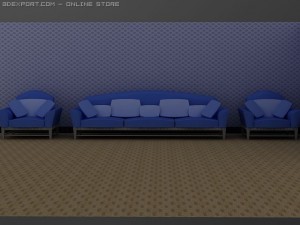 id50023 blue style sofa 3D Model
