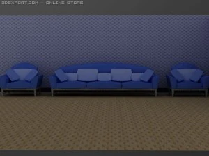 id50023 blue style sofa 3D Model