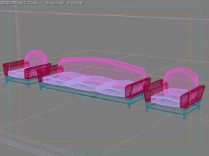 id50023 blue style sofa 3D Model