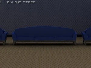 id50023 blue style sofa 3D Model