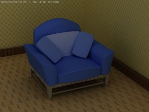 id50023 blue style sofa 3D Model