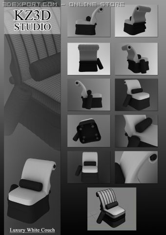 id50024 luxury white sofa 3D Model .c4d .max .obj .3ds .fbx .stl .blend