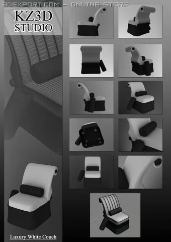 id50024 luxury white sofa 3D Model .c4d .max .obj .3ds .fbx .stl .blend 